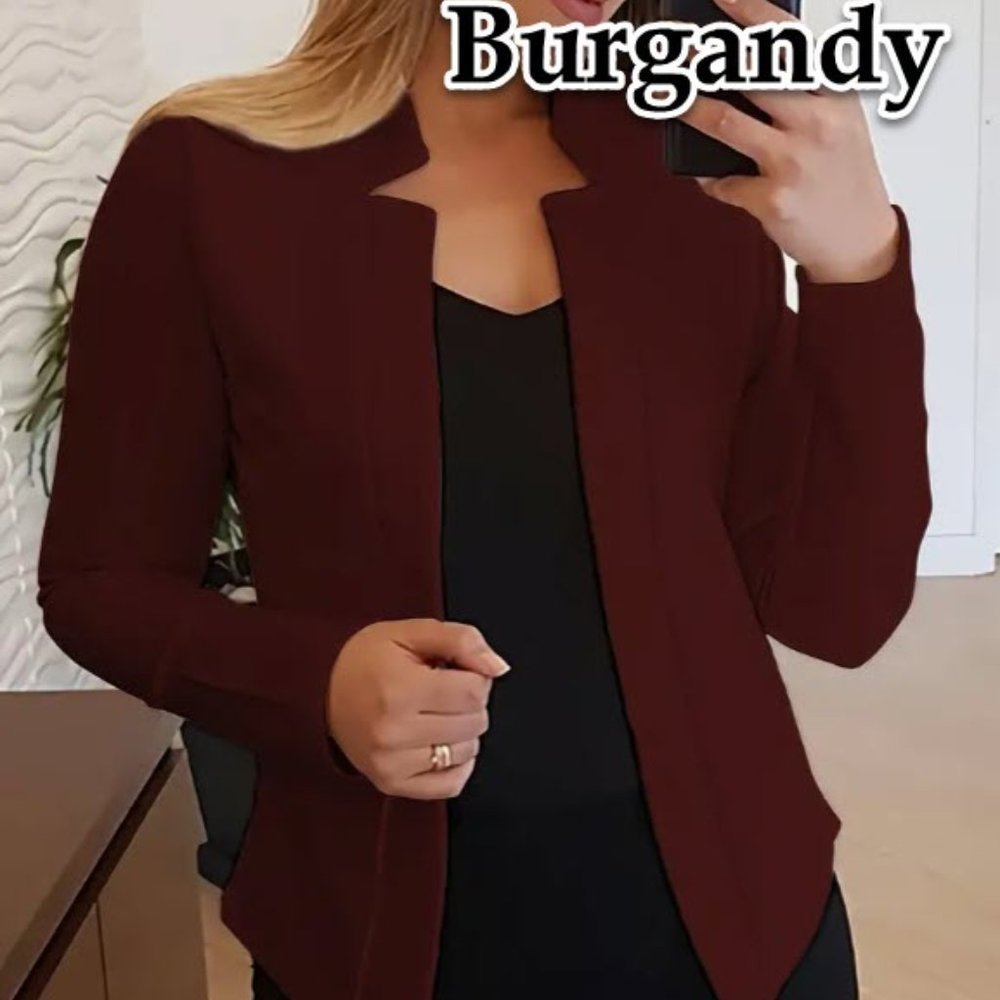 Burgandy Open Front Blazer